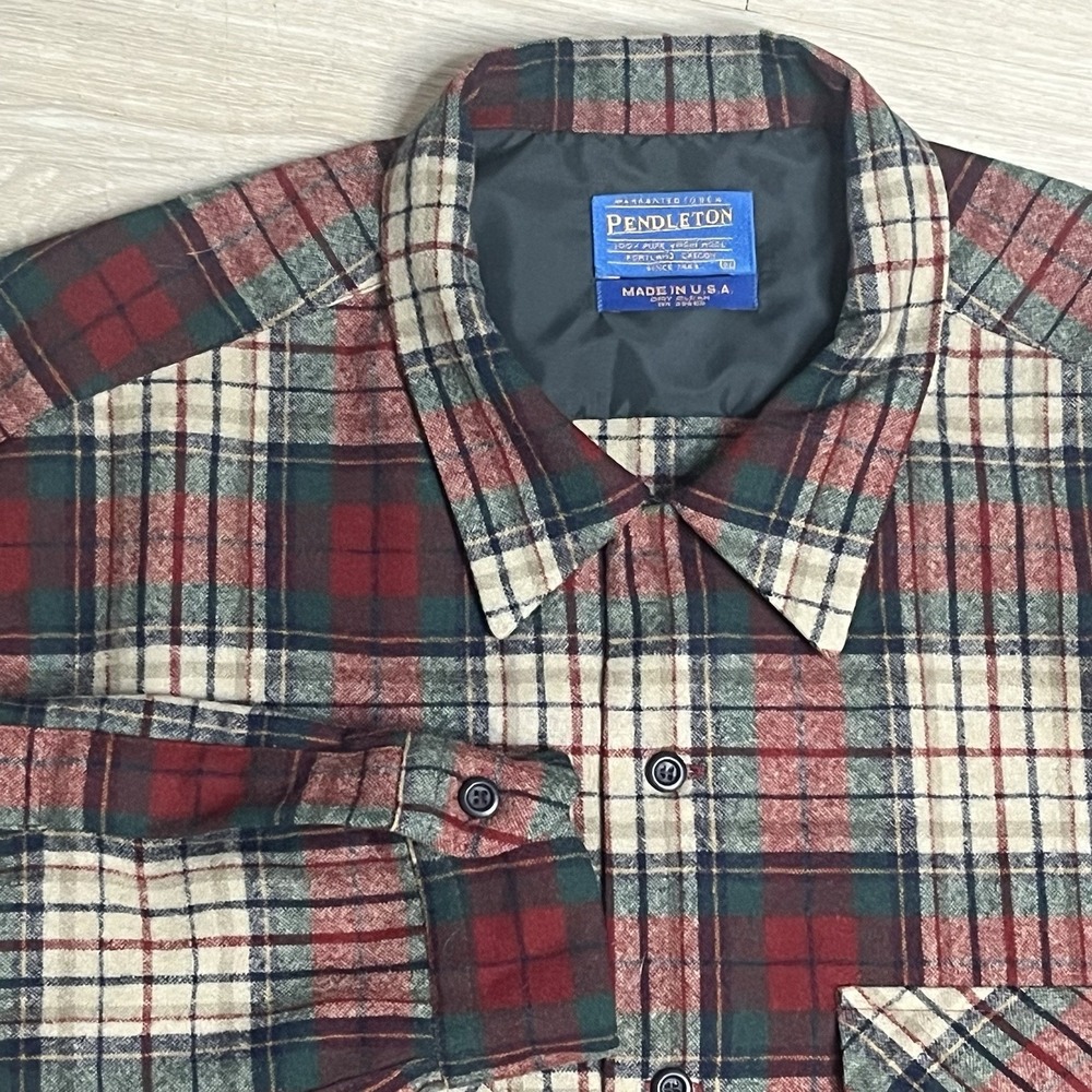 Vintage Pendleton Shirt Mens XL Red Plaid Wool Flannel‎ Lined Heavyweight USA